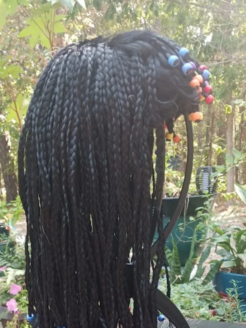 Black Braided Costume Wig Colorful Beads Unisex-Retro-Hippy-Egyptian Queen